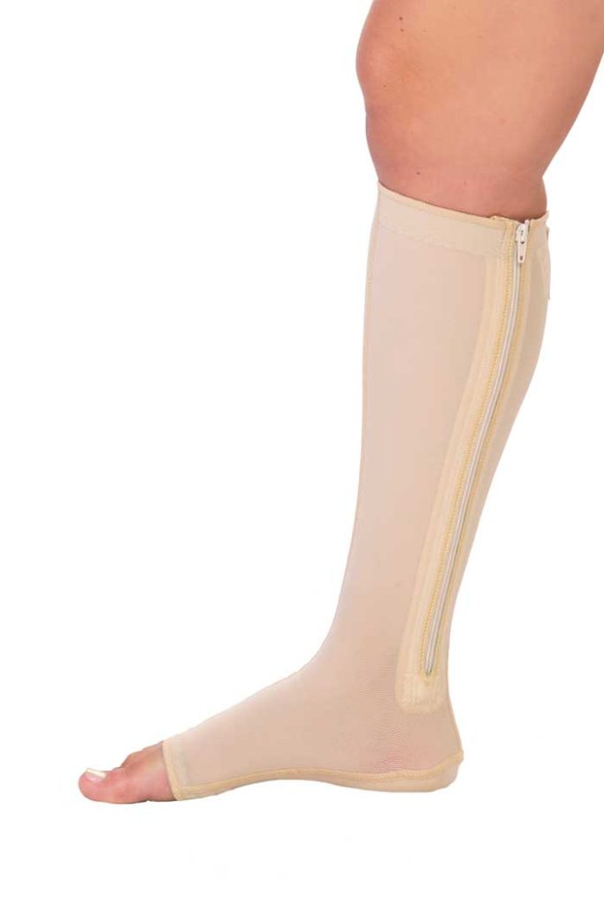 OPEN TOE KH w ZIP LIGHT Open Toe Knee High Sock with Zipper - Paediatric 35